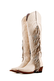 Juany Knee High Fringe Rainbow Snip Toe Cowgirl Boot