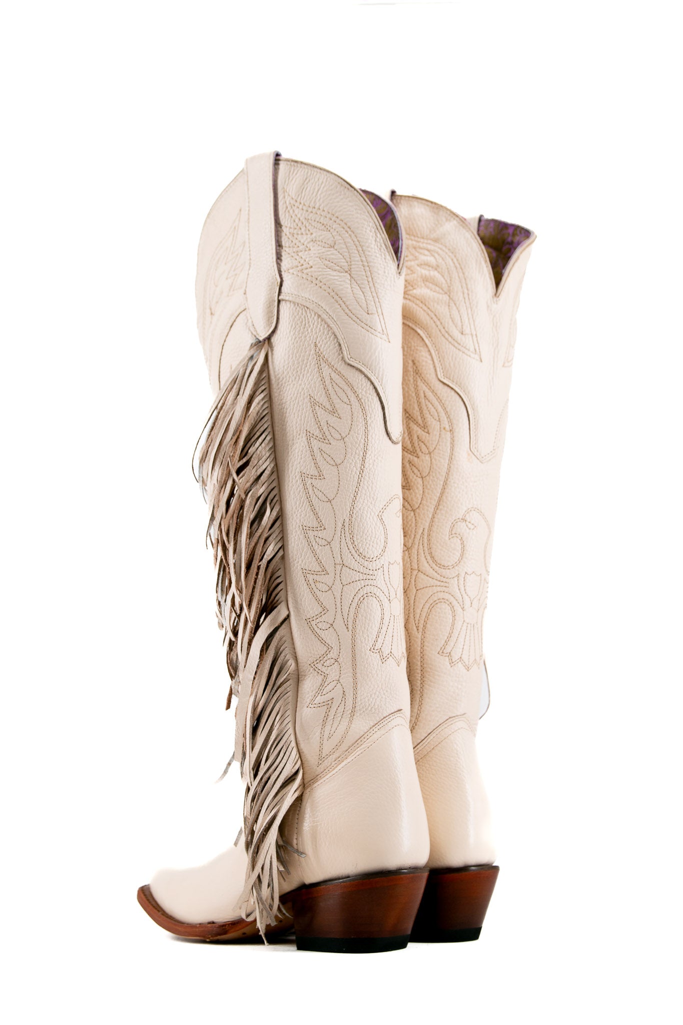 Juany Knee High Fringe Rainbow Snip Toe Cowgirl Boot