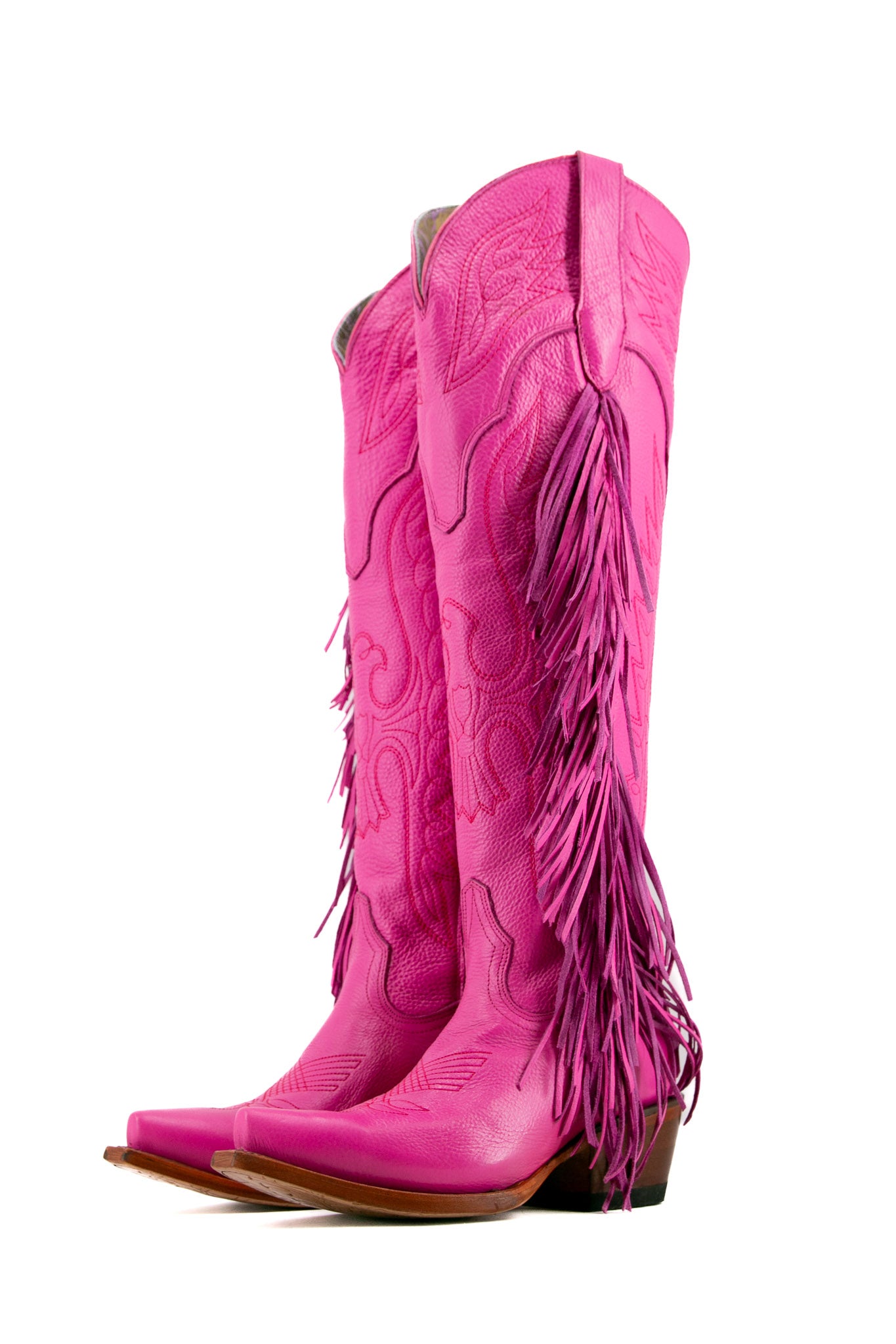 Juany Knee High Fringe Rainbow Snip Toe Cowgirl Boot