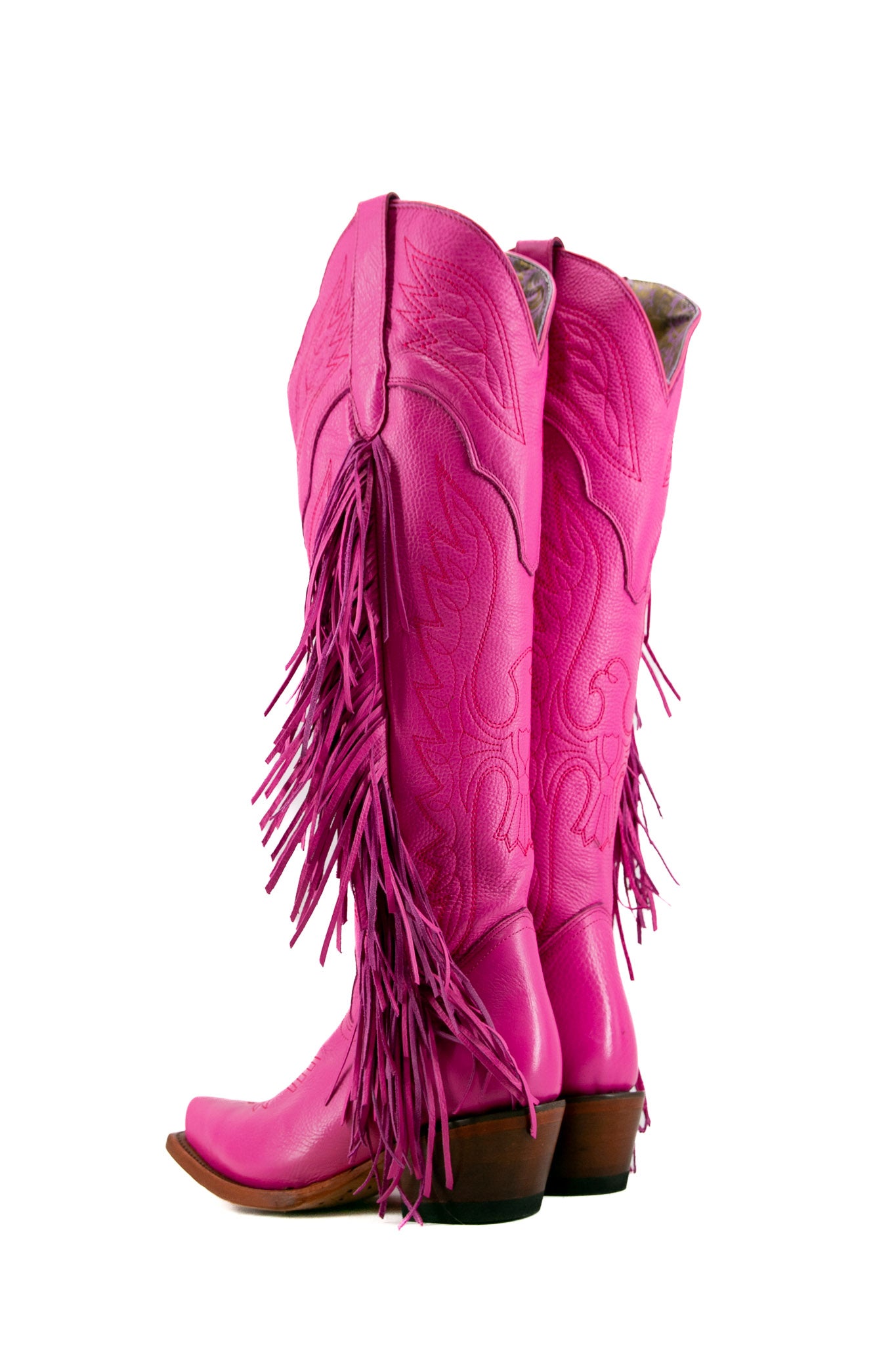 Juany Knee High Fringe Rainbow Snip Toe Cowgirl Boot