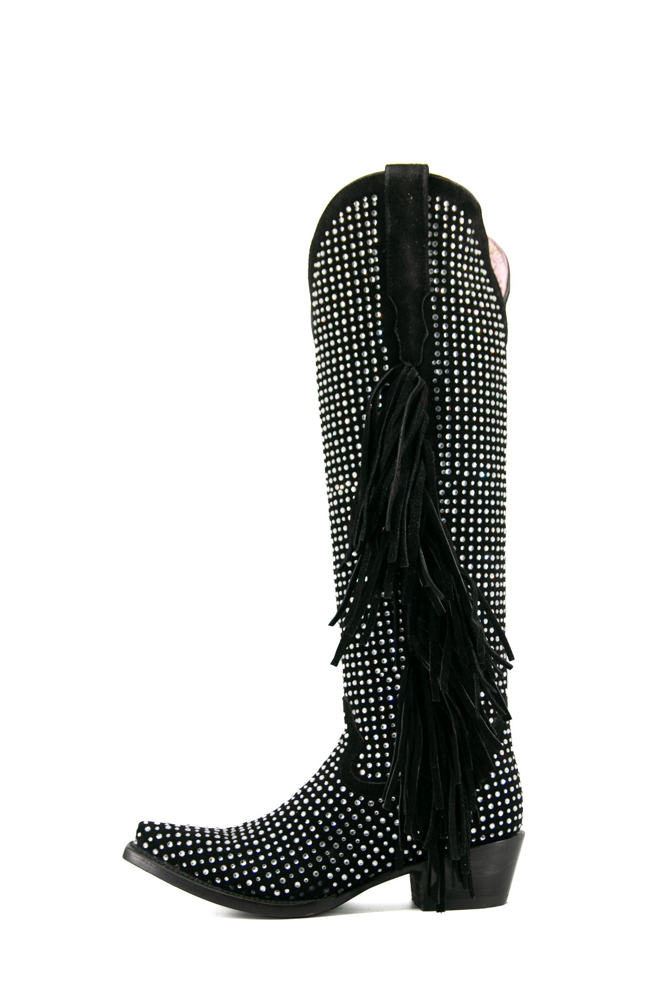 Vegas Sparkles Rhinestone Fringe Tall Snip Toe Cowgirl Boot