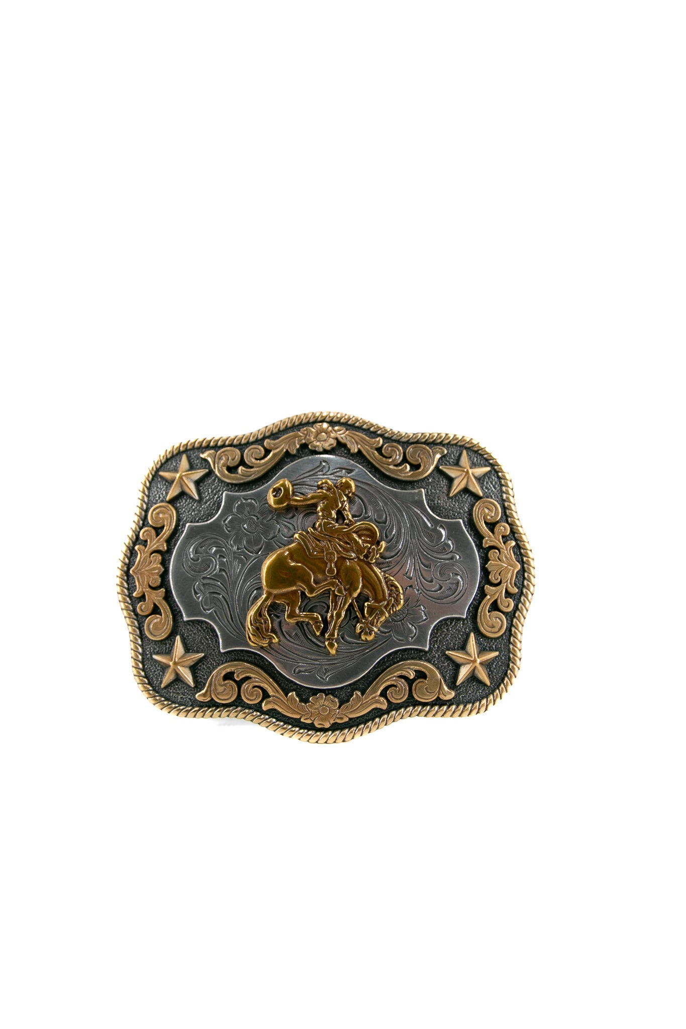 Nocona Saddle Bronc Silver and Gold Belt Buckle 3798708