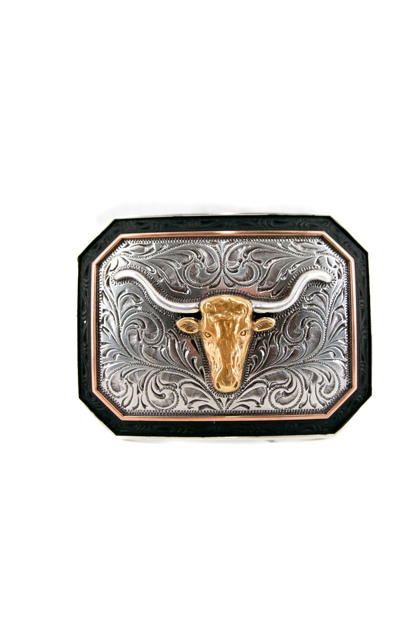 Ariat Men's Belt Buckle Rectangle LongHorn Silver A37057