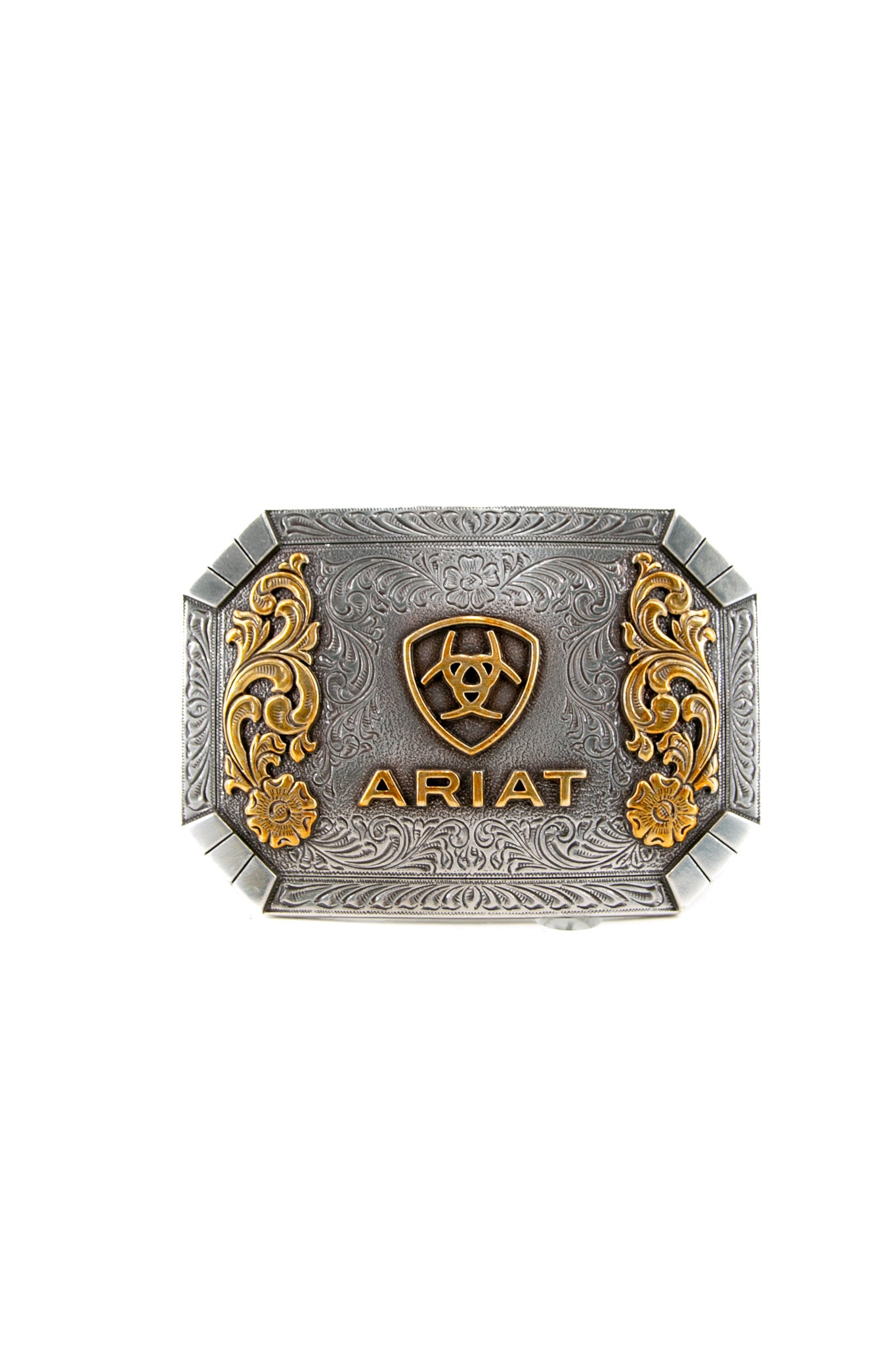 Ariat Rectangle Floral Gold Emblem- A37022