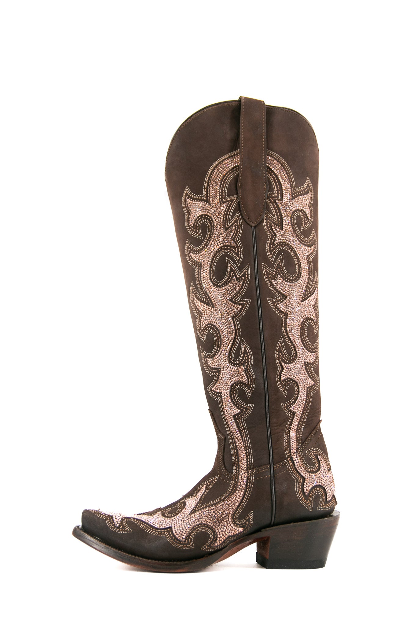 Azalea Rhinestone Nobuck Tall Cowgirl Boot