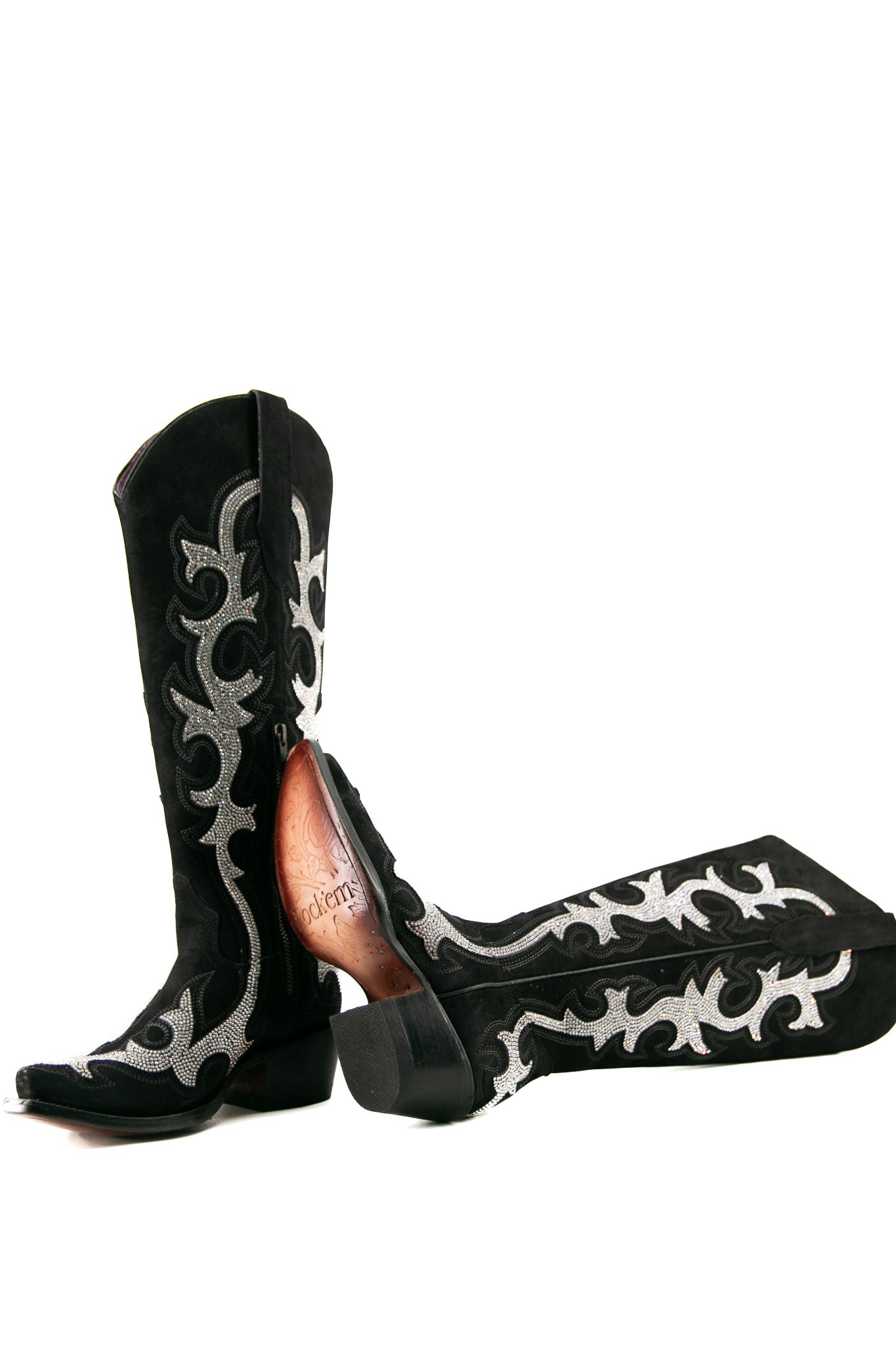 Azalea Rhinestone Nobuck Tall Cowgirl Boot