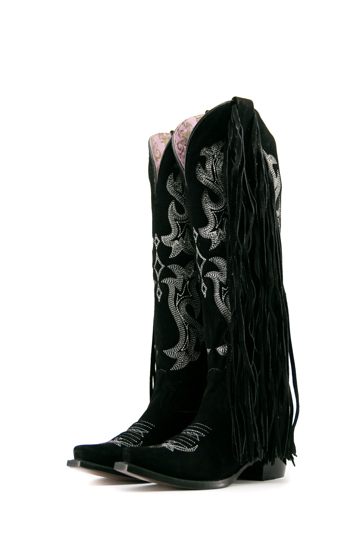 Maite Gamuza Tall Fringe Snip Toe Cowgirl Boot FINAL SALE