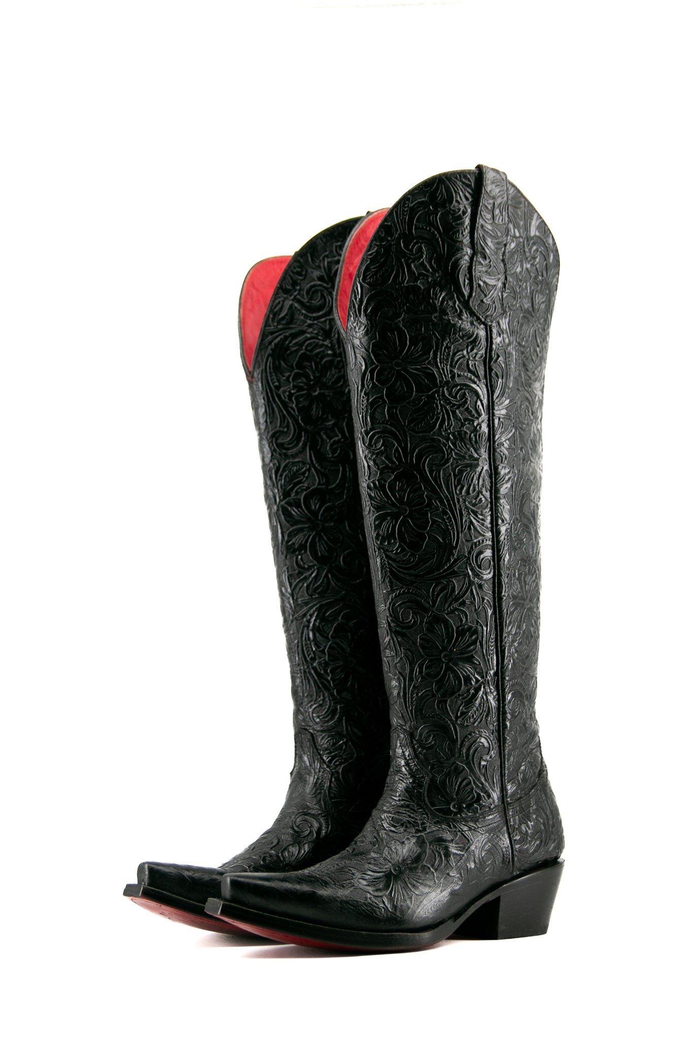 Natalia Tooled Red Bottom Snip Toe Cowgirl Boot