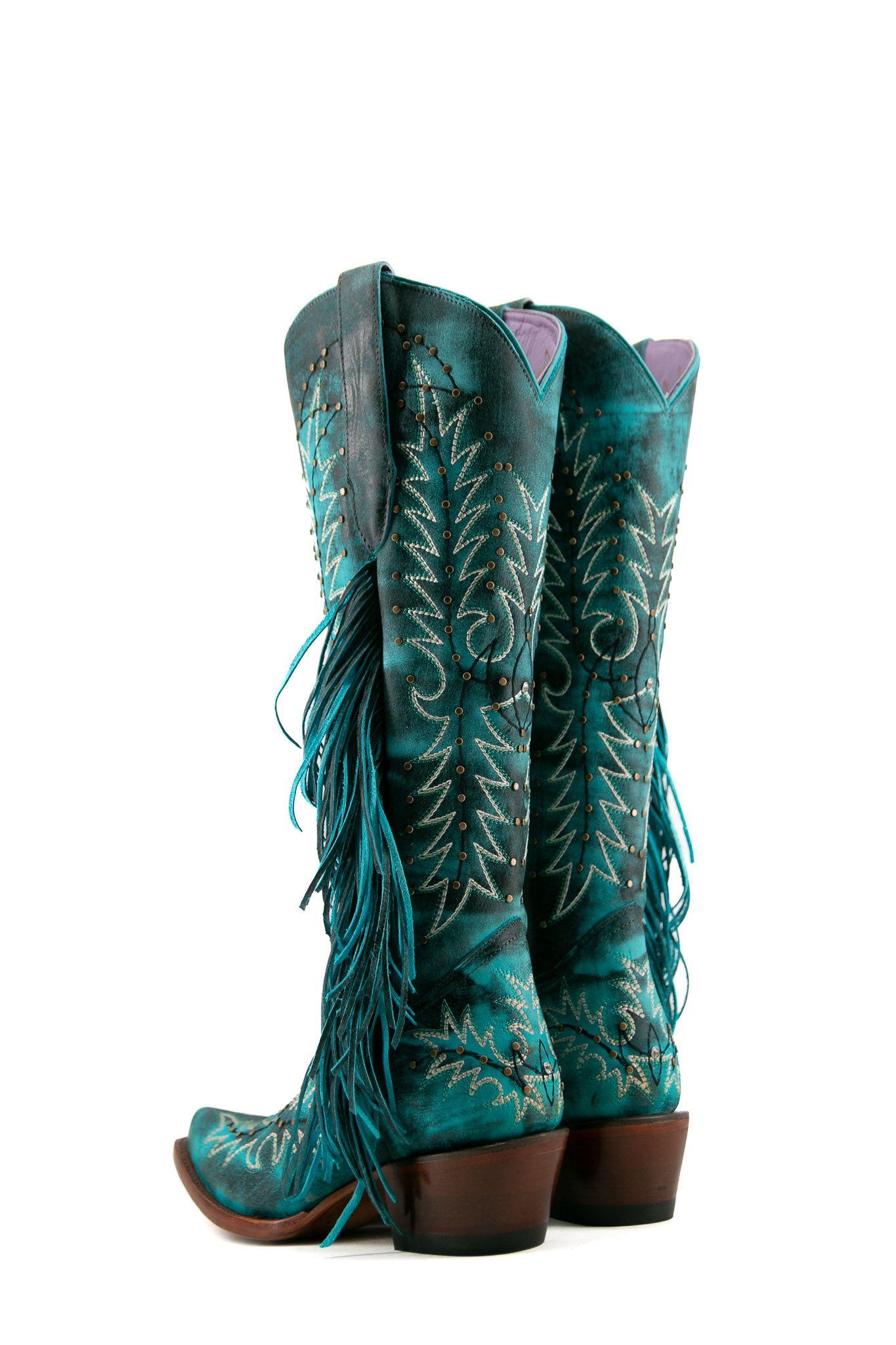 Nami Fringe Monett Turqueza Tall Snip Toe Cowgirl Boot