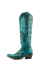 Nami Fringe Monett Turqueza Tall Snip Toe Cowgirl Boot