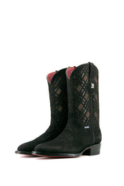 Justin Nobuck Round Toe Cowboy Boot