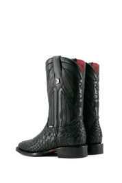 Basketweave Red Bottom Square Toe Cowboy Boot