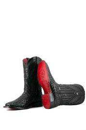 Basketweave Red Bottom Square Toe Cowboy Boot