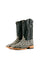 Rock'em Woven Cowhide boots feature a handwoven black & white vamp, black embroidered shaft, square toe, and a leather sole with a rubber heel.