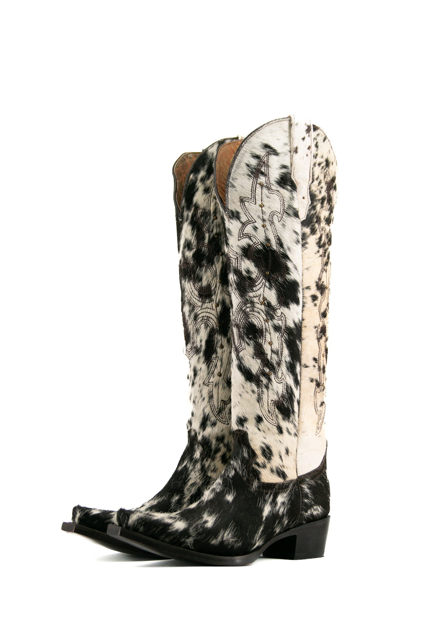 Women's Tall Cowhide Studded Snip Toe Cowgirl Boot Size 9 Box JW106