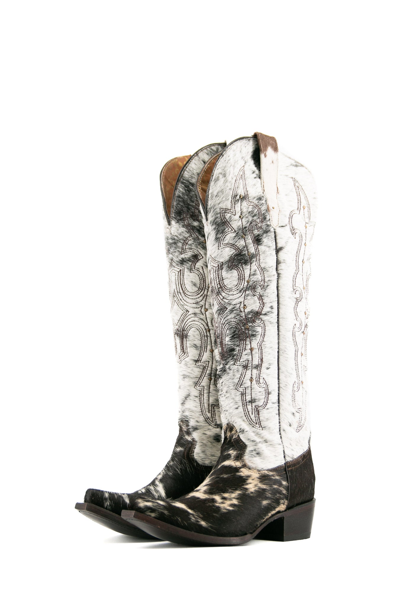 Women's Tall Cowhide Studded Snip Toe Cowgirl Boot Size 7 Box JW111