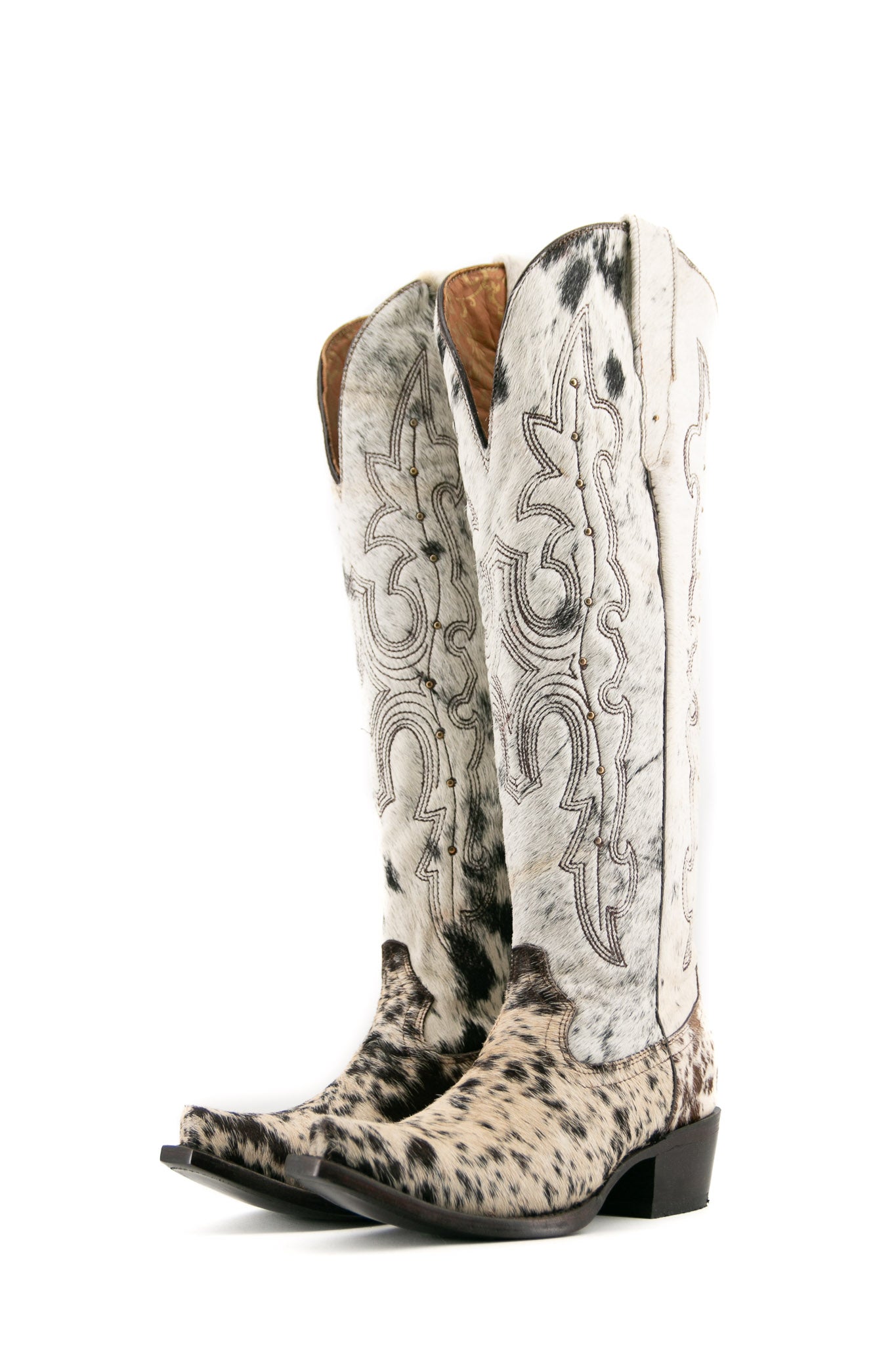 Women's Tall Cowhide Studded Snip Toe Cowgirl Boot Size 7 Box JW112