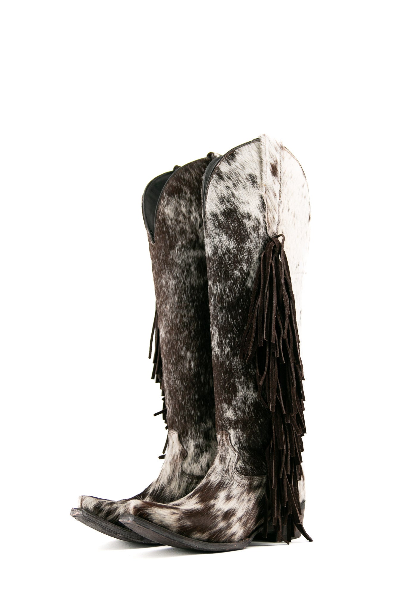 Women's Tall Cowhide Fringe Snip Toe Cowgirl Boot Size 6 Box JW128