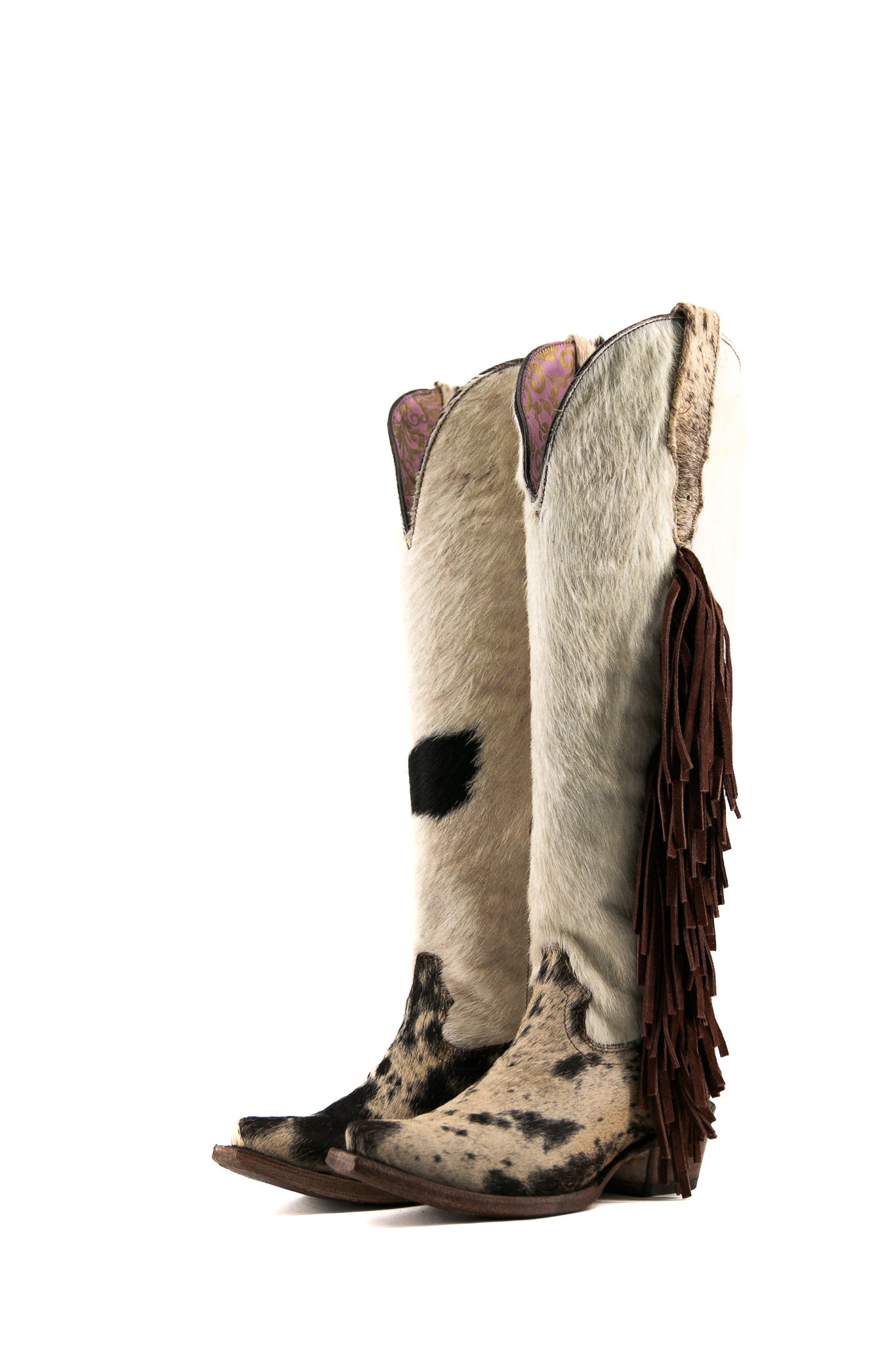 Women's Tall Cowhide Fringe Snip Toe Cowgirl Boot Size 5 Box JW130