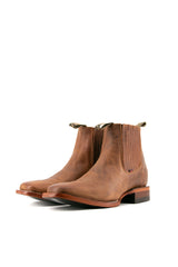 Bessero Leather Grysly Brown Square Toe Men's Ankle Boot