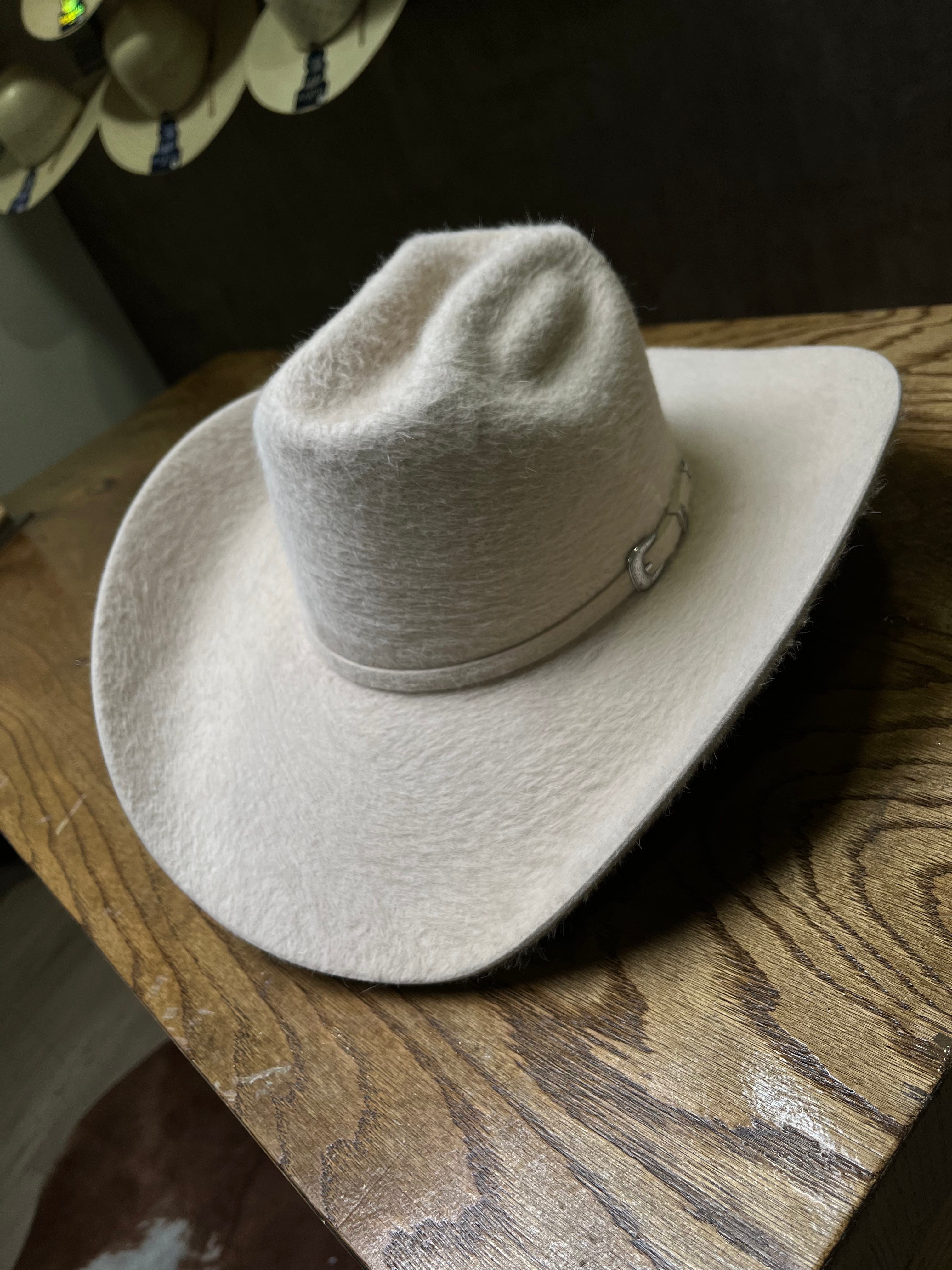 Rock'em 10X Silverbelly Grizzly Fur Open Crown Felt Cowboy Hat 56