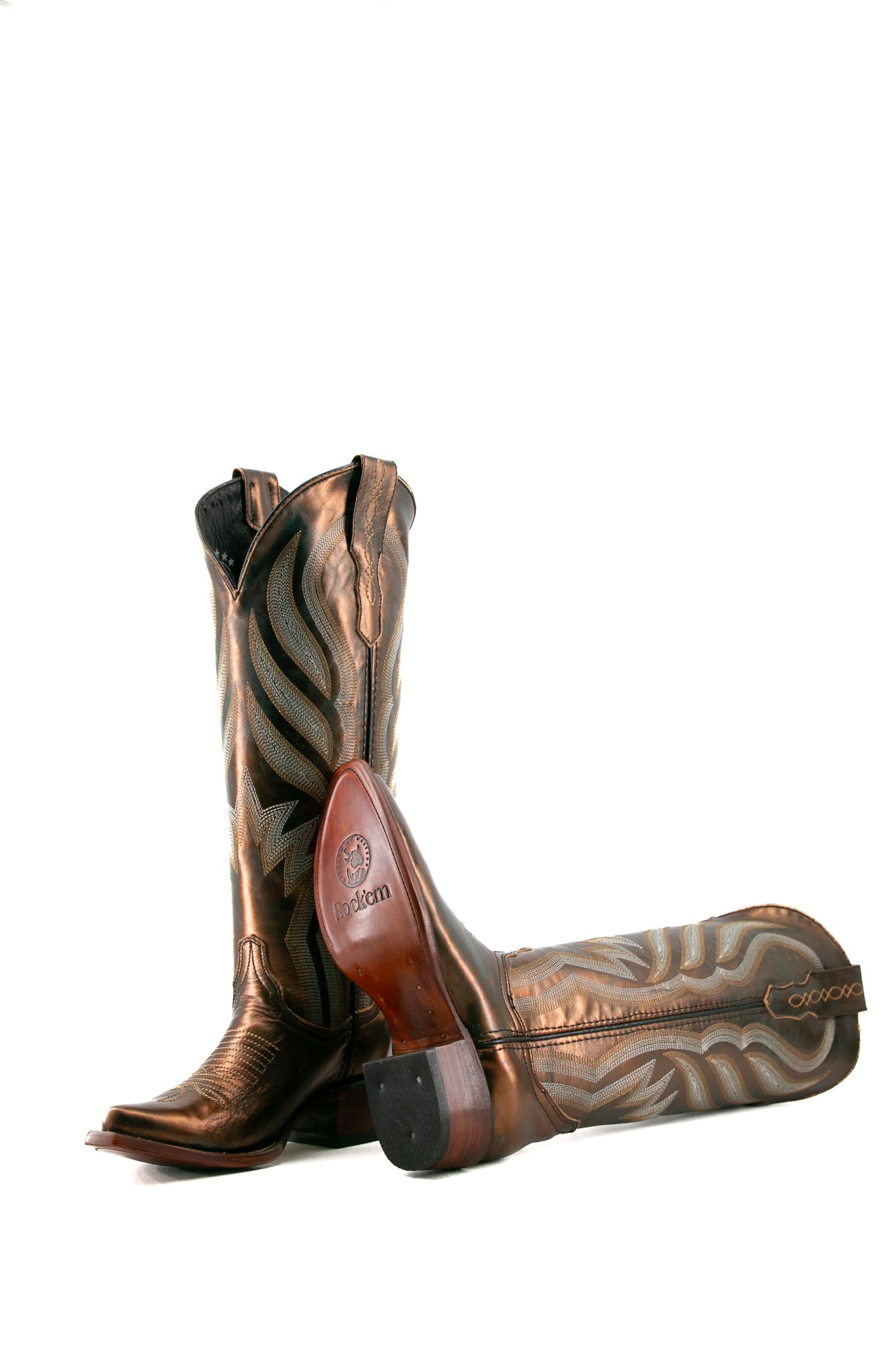 Selena Bronzed Tall Snip Toe Cowgirl Boot