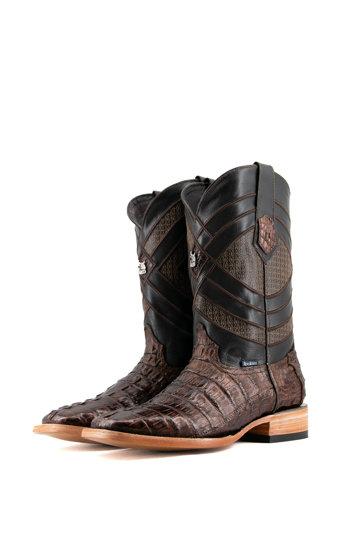 Exotic Caiman Tail Square Toe Cowboy Boots