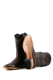 Exotic Caiman Tail Square Toe Cowboy Boots