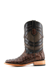 Exotic Caiman Tail Square Toe Cowboy Boots