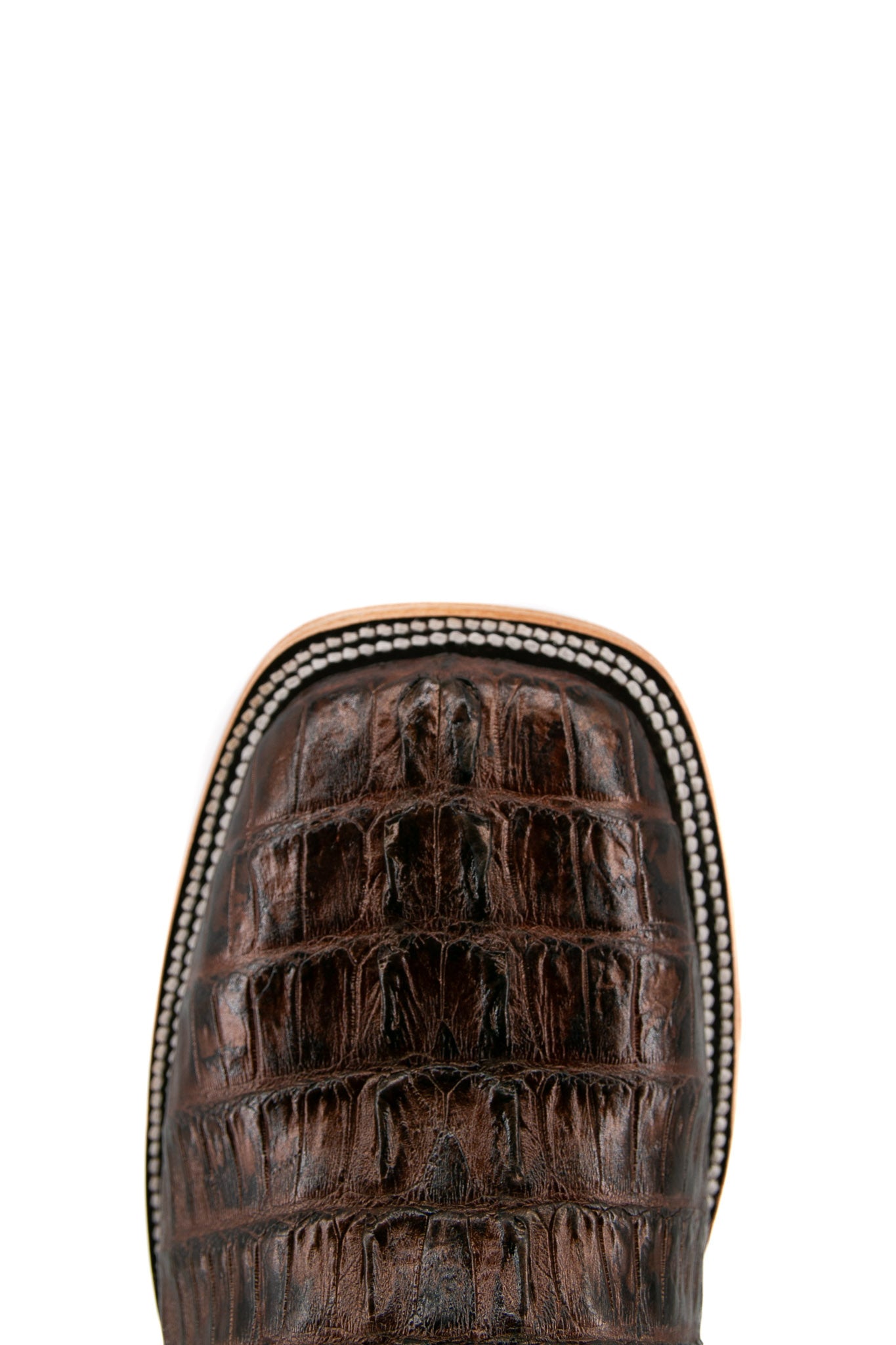 Exotic Caiman Tail Square Toe Cowboy Boots