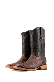 Exotic Caiman Crocodile Square Toe Cowboy Boot