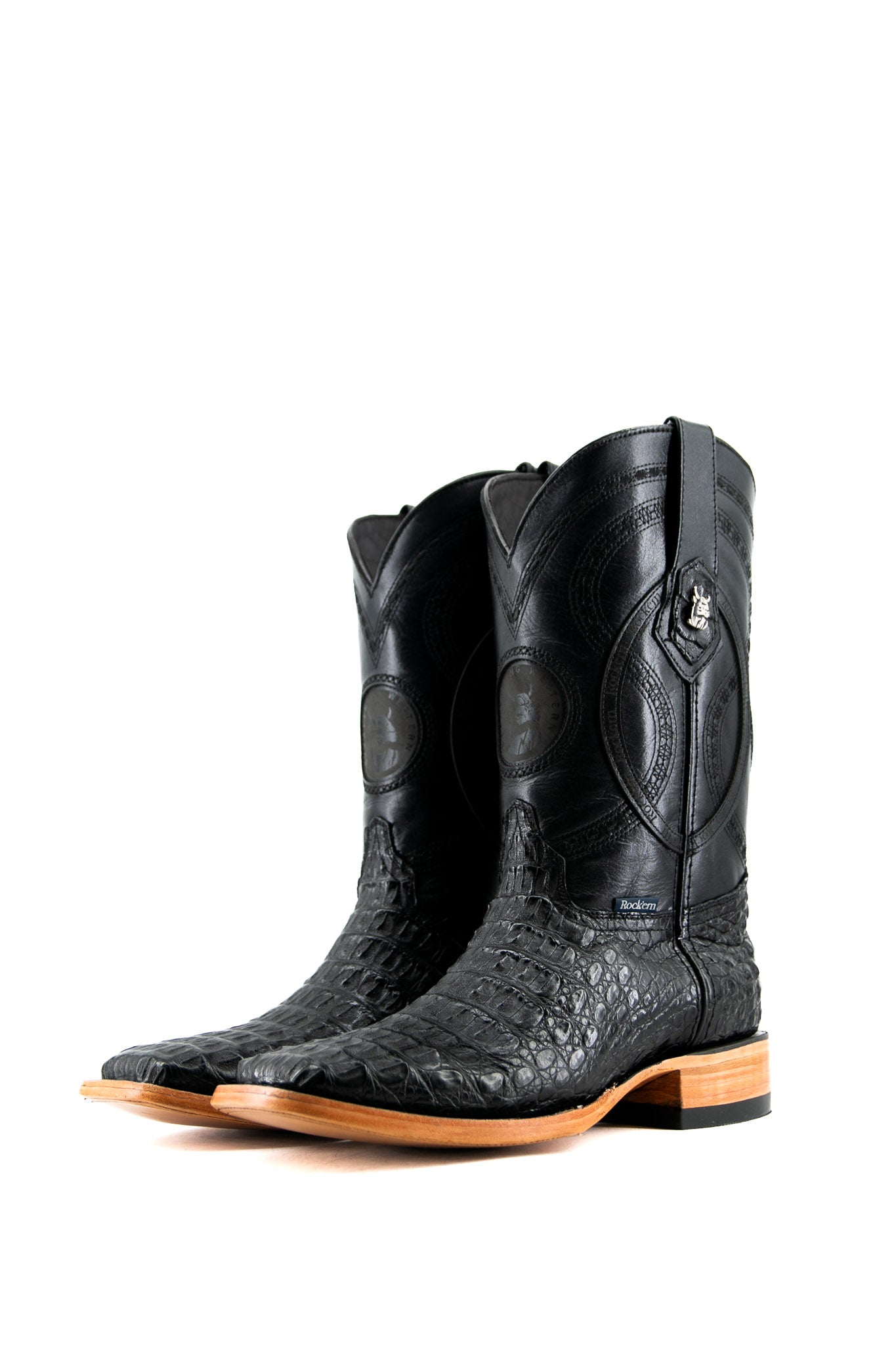 Exotic Caiman Crocodile Square Toe Cowboy Boot