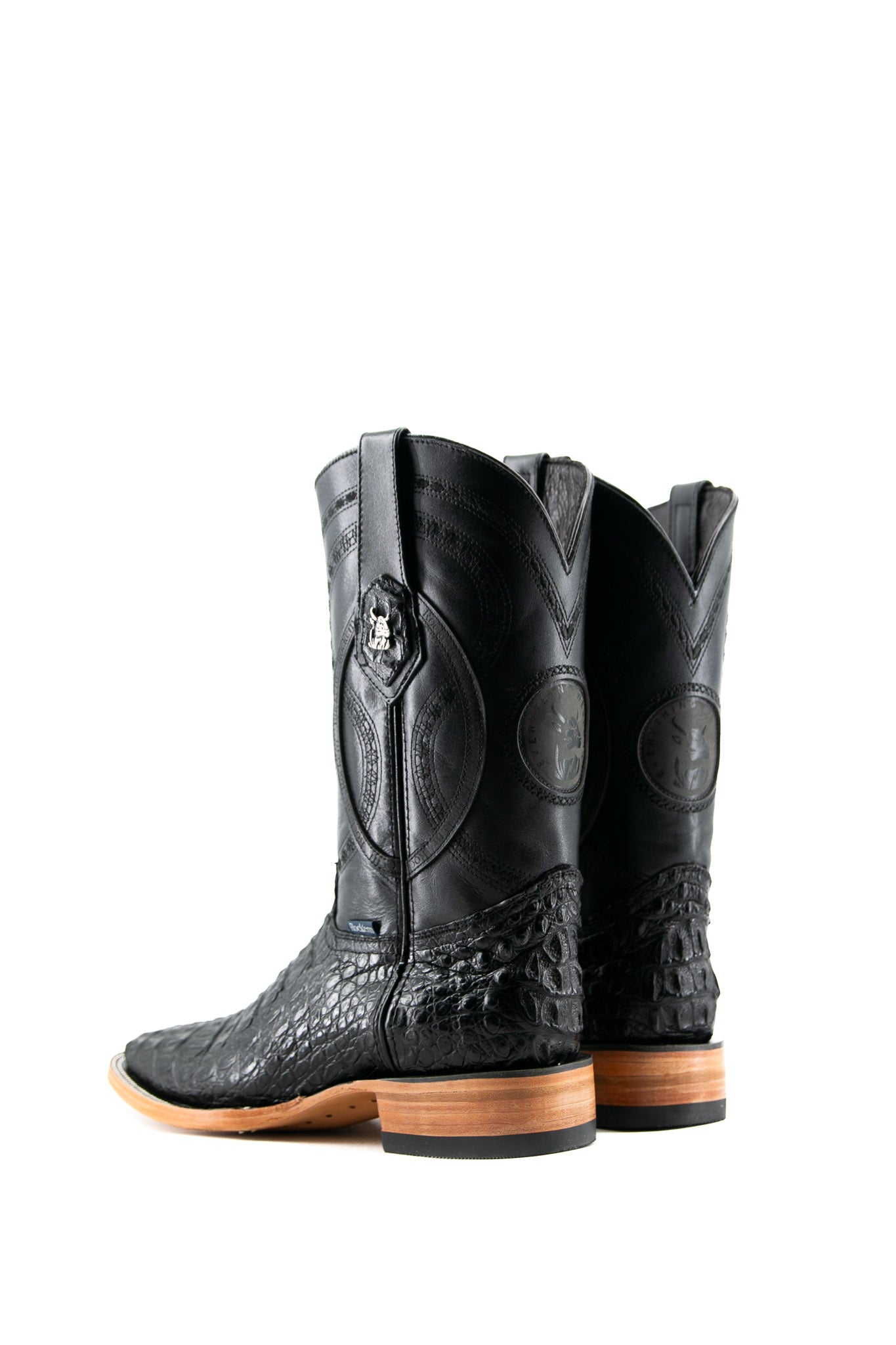 Exotic Caiman Crocodile Square Toe Cowboy Boot