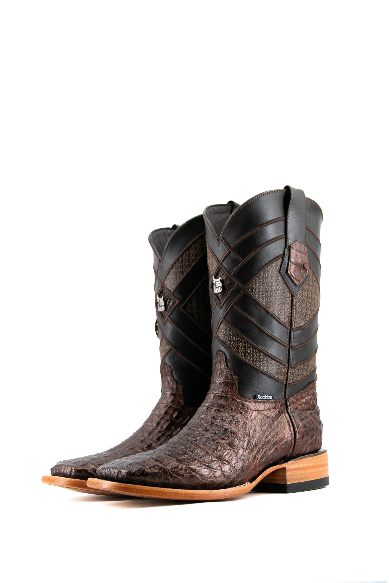 Exotic Caiman Crocodile Square Toe Cowboy Boot