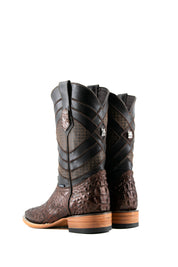 Exotic Caiman Crocodile Square Toe Cowboy Boot