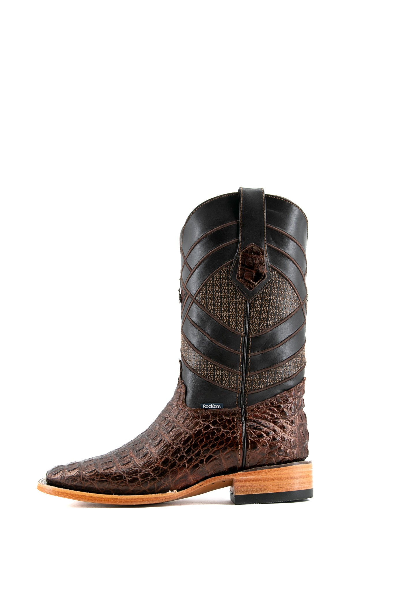 Exotic Caiman Crocodile Square Toe Cowboy Boot