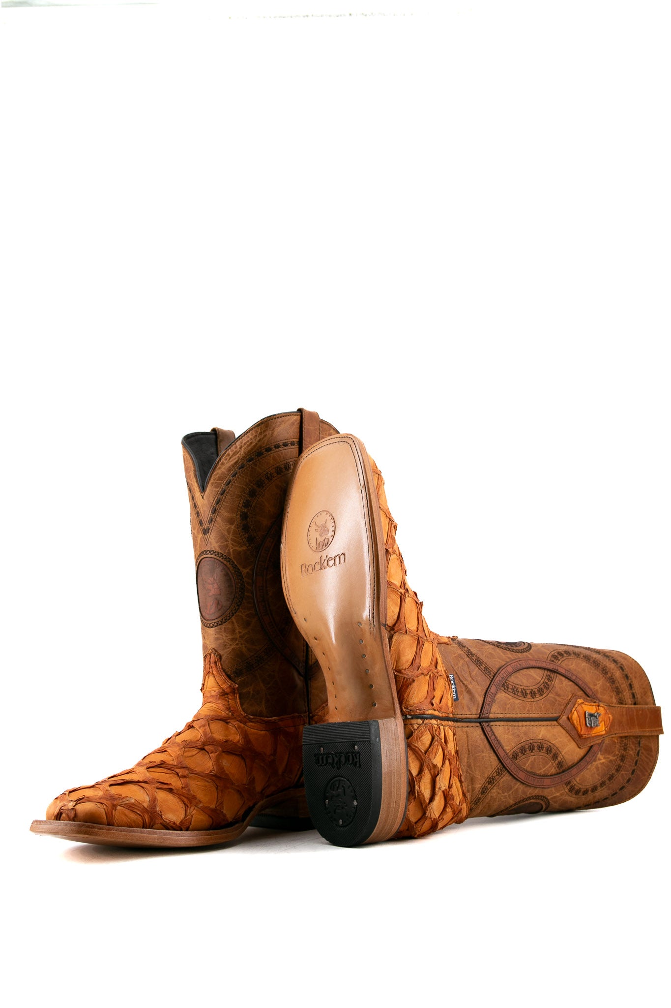 Exotic Fish Square Toe Cowboy Boot