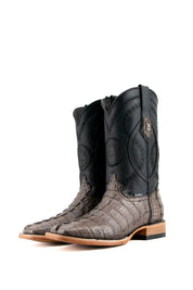 Exotic Caiman Tail Square Toe Cowboy Boots