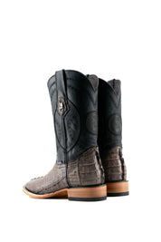 Exotic Caiman Tail Square Toe Cowboy Boots