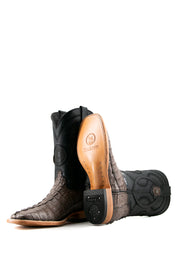 Exotic Caiman Tail Square Toe Cowboy Boots