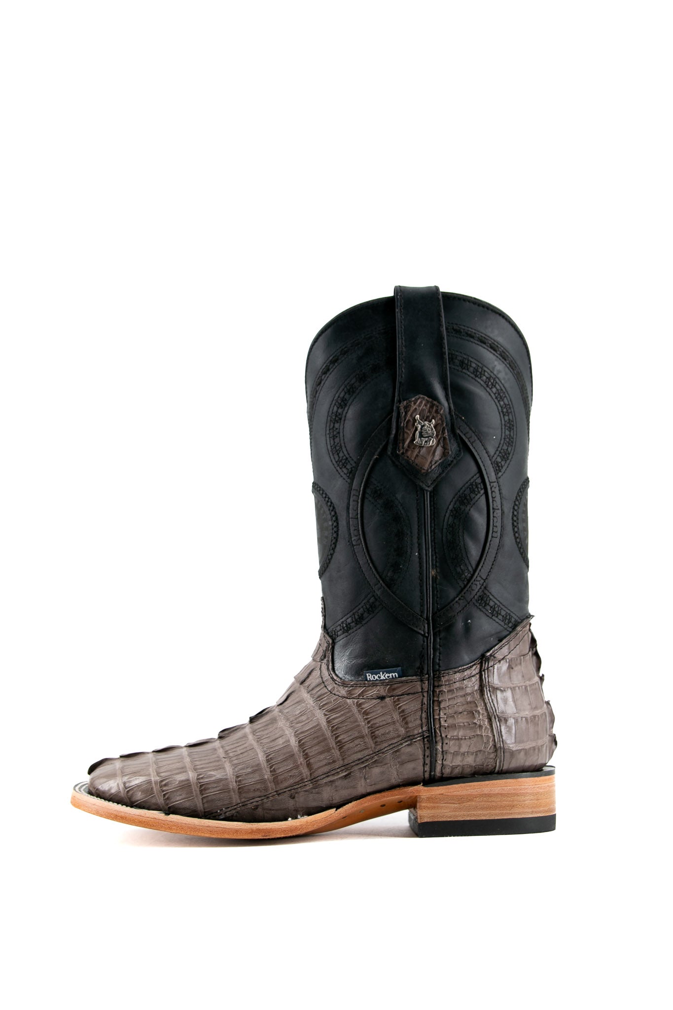 Exotic Caiman Tail Square Toe Cowboy Boots