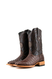 Exotic Caiman Tail Square Toe Cowboy Boots