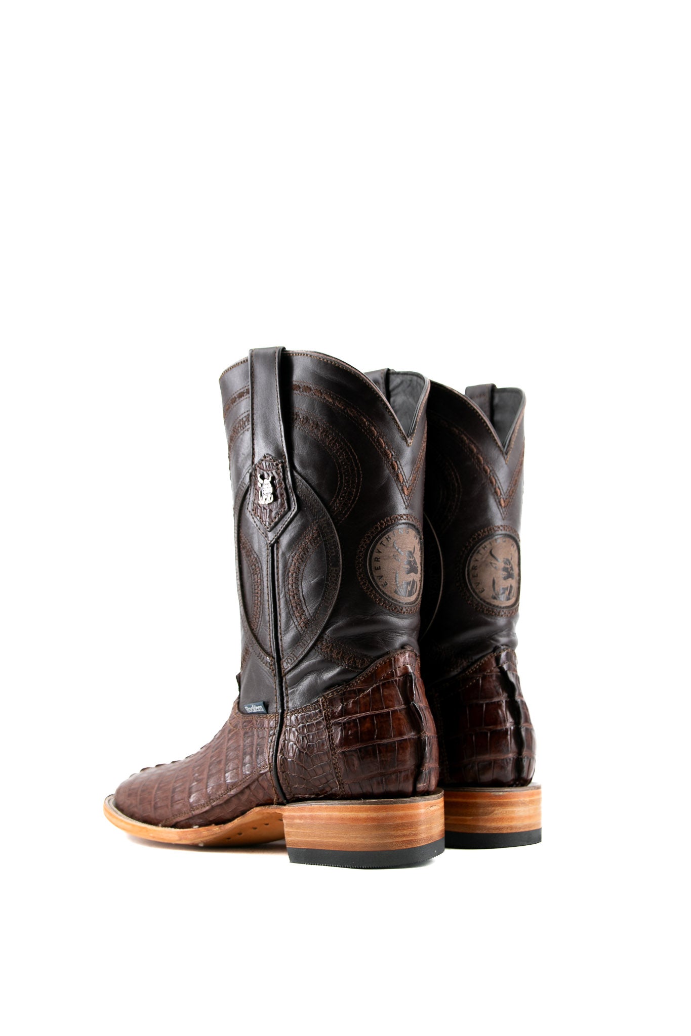 Exotic Caiman Tail Square Toe Cowboy Boots