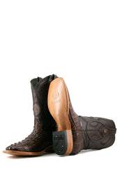 Exotic Caiman Tail Square Toe Cowboy Boots