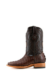 Exotic Caiman Tail Square Toe Cowboy Boots