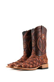 Exotic Fish Square Toe Cowboy Boot