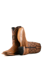 Exotic Caiman Tail Square Toe Cowboy Boots