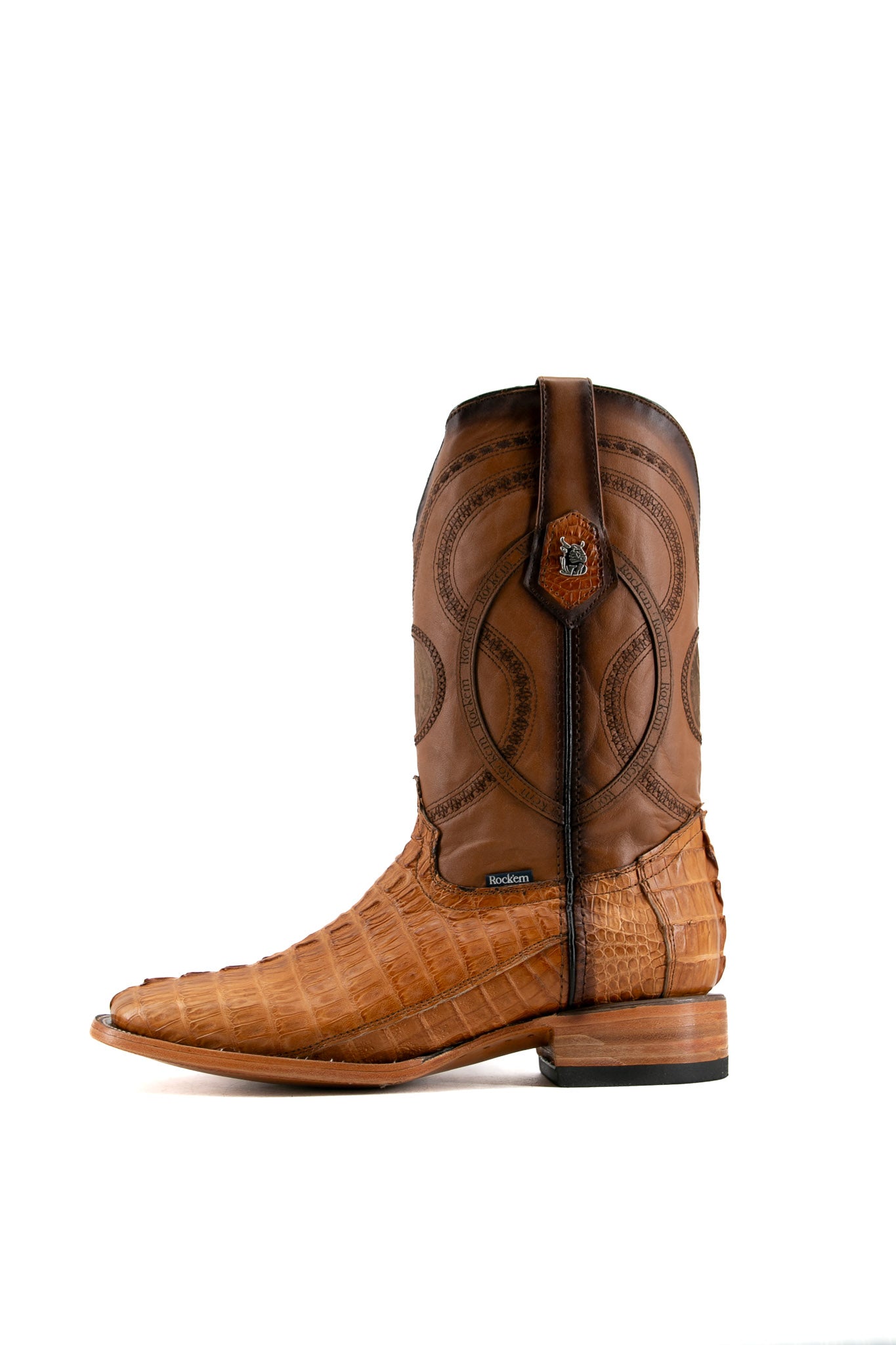 Exotic Caiman Tail Square Toe Cowboy Boots