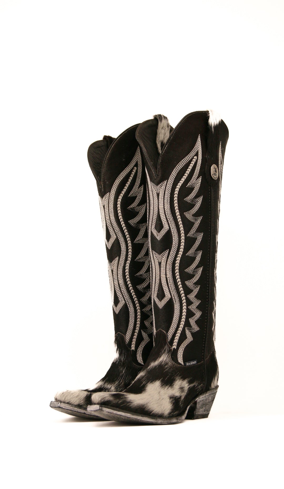 Hannah Tall Cowhide Snip Toe Cowgirl Boot Size 7 Box L1