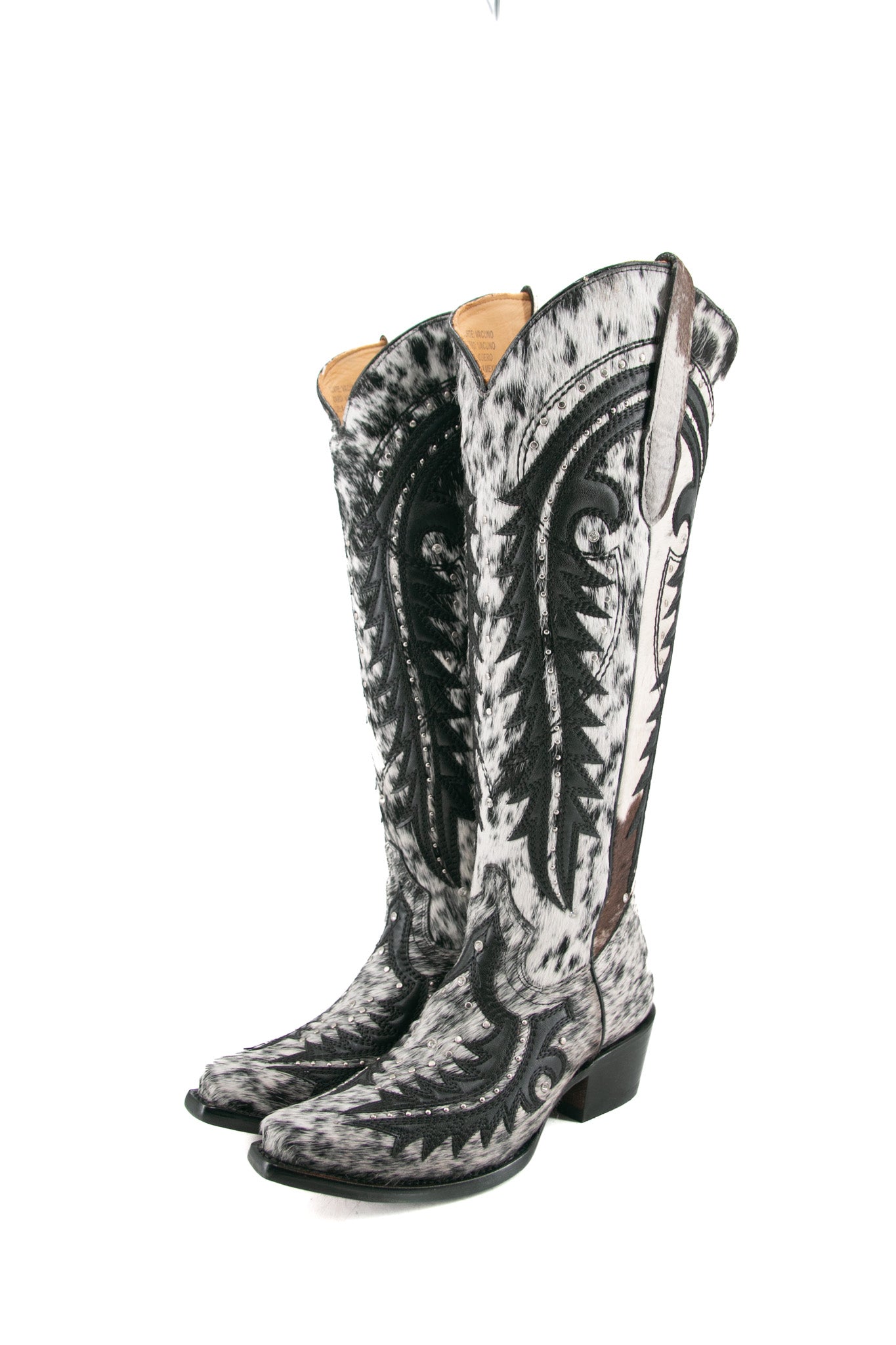 Amanda Tall Cowhide Cowgirl Boot Size 7.5 Box A24